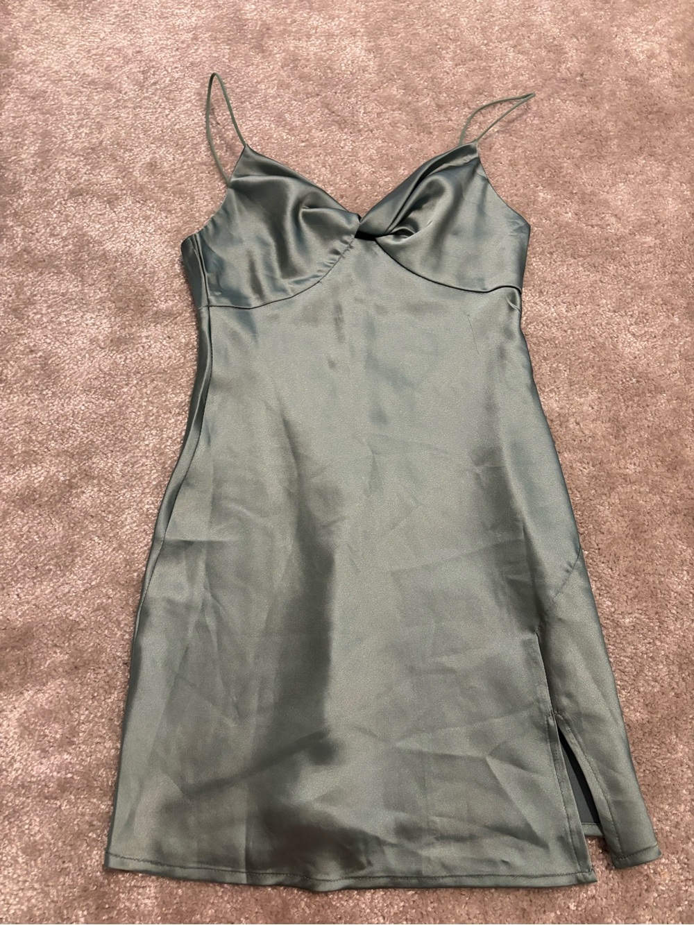 Hello Molly Satin Slip Dress in Deep Emerald Green